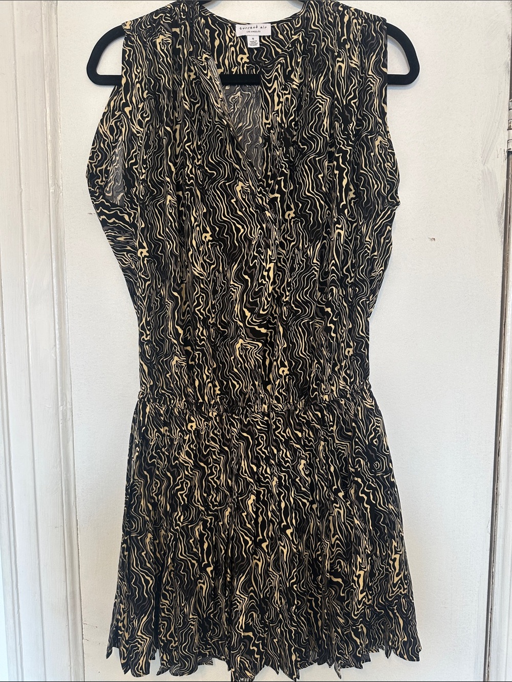 Current Air Black and Cream Abstract Sleeveless Mini Dress